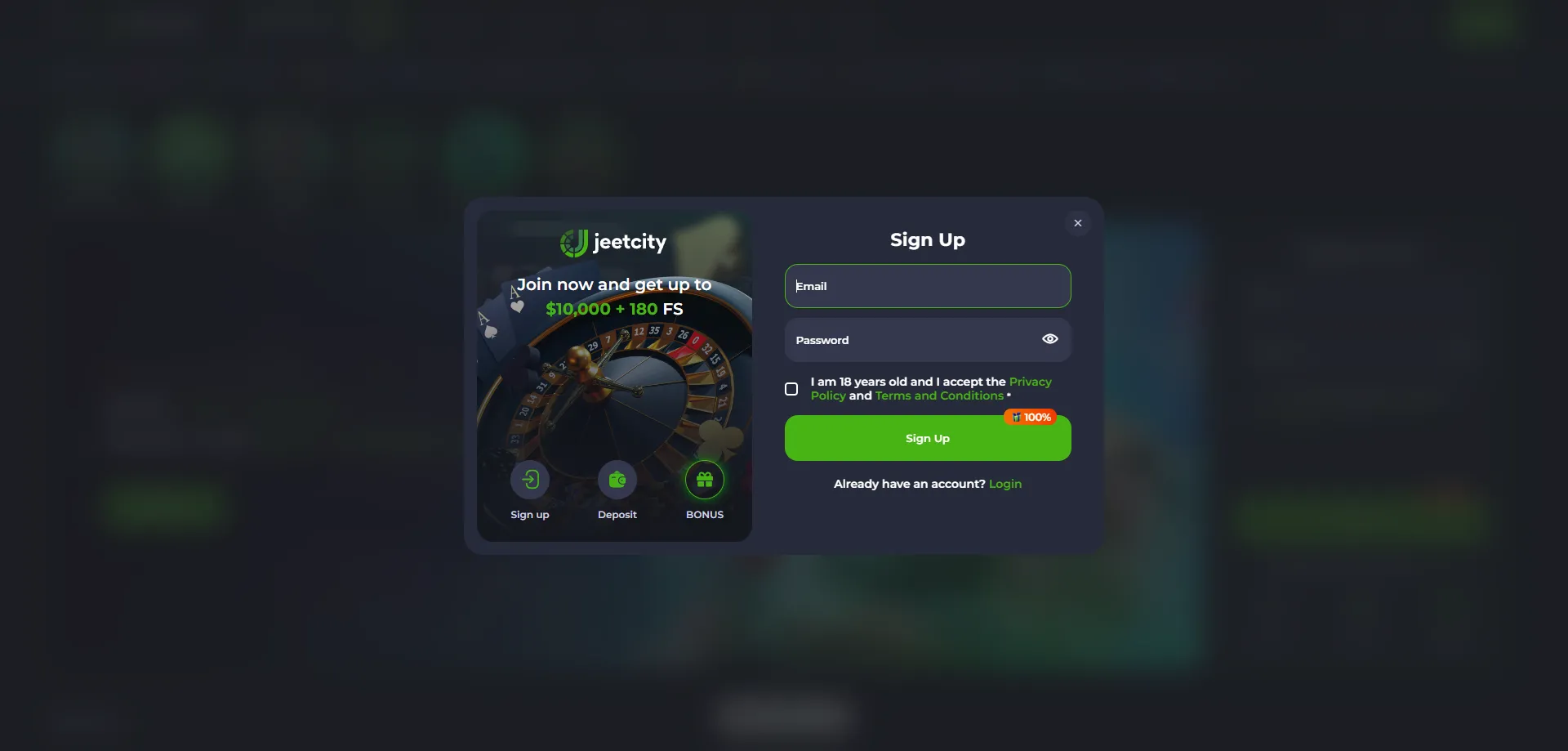 JeetCity Casino sign-up registration process for NZ players