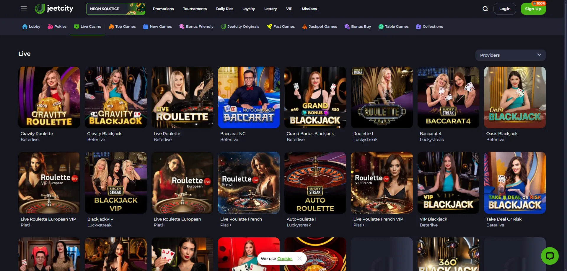 JeetCity Casino live dealer games — blackjack roulette baccarat NZ